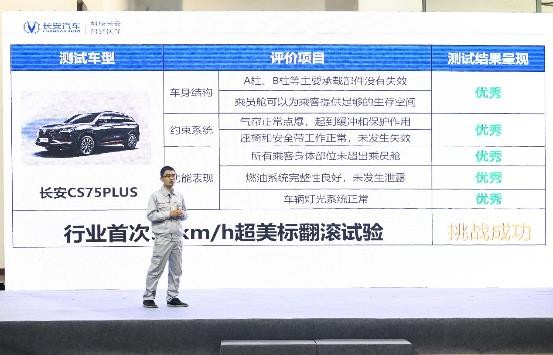无惧55km/h极限挑战,CS75PLUS以“硬核骨骼”面对超美标翻滚试验